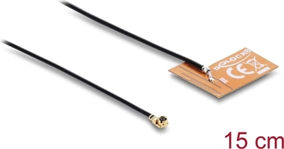 Attēls no Delock WiFi 2.4 GHz Antenna I-PEX Inc., MHF® I plug 2 - 3 dBi omnidirectional with connection cable 1.13 15 cm FPC internal self-adhesive