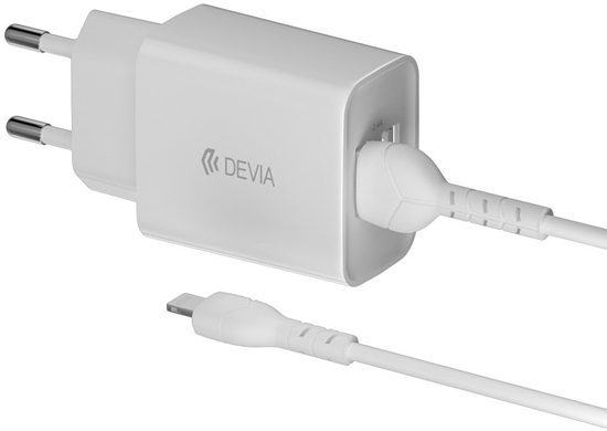 Picture of Devia adowarka sieciowa Smart 2x USB 2,4A biaa + kabel Lightning