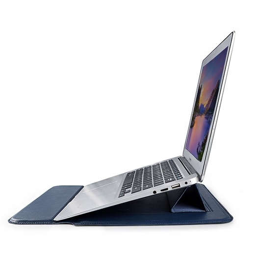 Изображение Devia etui pokrowiec torba do laptopa / MacBooka Ultra-Thin z funkcj podstawki 13,3'' wodoodporna sztuczna skóra niebieski