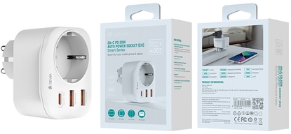 Изображение Devia gniazdo sieciowe adowarka Smart PD 20W 1x USB-C 2x USB biaa