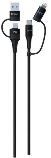 Изображение Devia kabel 4w1 Extreme EC504 PD USB-C + USB - USB-C + Lightning 1,5 m czarny