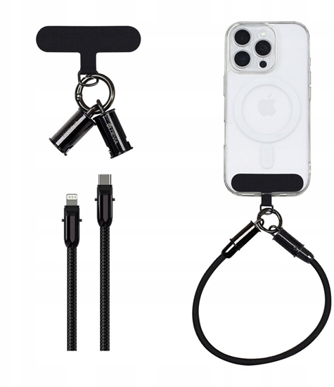 Picture of Kabel USB Devia Devia kabel uniwersalna smycz 2w1 PD USB-C - Lightning 0,3 m 27W czarny