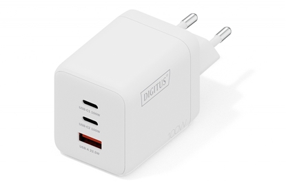 Attēls no Digitus USB GaN Charger 100W, 2x USB-C, 1x USB-A