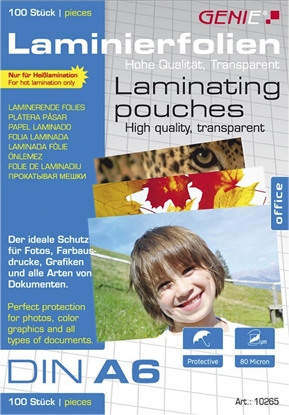 Изображение Genie GENIE torby do laminowania 100 A6 - folia