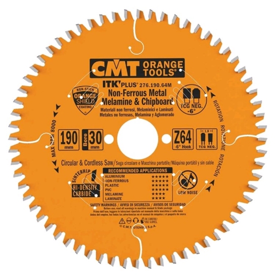 Picture of Griešanas disks alumīnijam CMT 276; 190x1,8x30; Z64; -6°