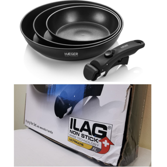 Picture of Haeger PA-C04.021A Easy Fit Pans frying pan set with removable handle 3pcs (Damaged packaging)