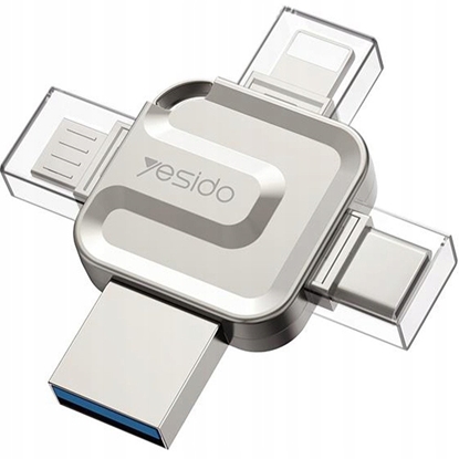 Изображение yesido Flash Disk FL15 4w1 OTG Adapter USB3.0, 16GB, SILVER / SREBRNY