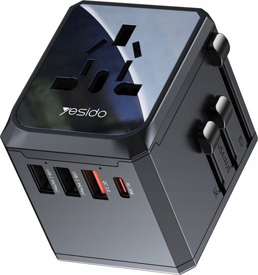 Picture of Yesido yesido MC24 Uniwersalny Adapter UK/EU/US /AUS Max 8A (3xUSB+USB-C) BLACK / CZARNY