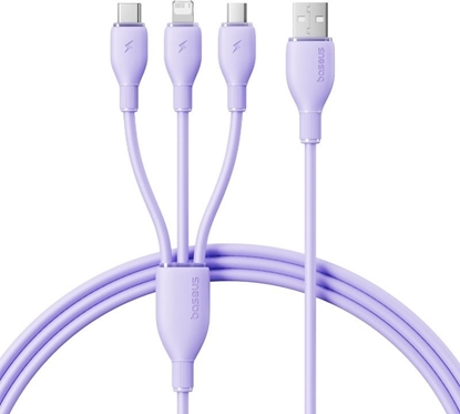 Picture of Kabel USB Baseus USB-A - USB-C + micro-B + Lightning 1.3 m Fioletowy (6932172679606)