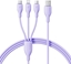 Attēls no Kabel USB Baseus USB-A - USB-C + micro-B + Lightning 1.3 m Fioletowy (6932172679606)
