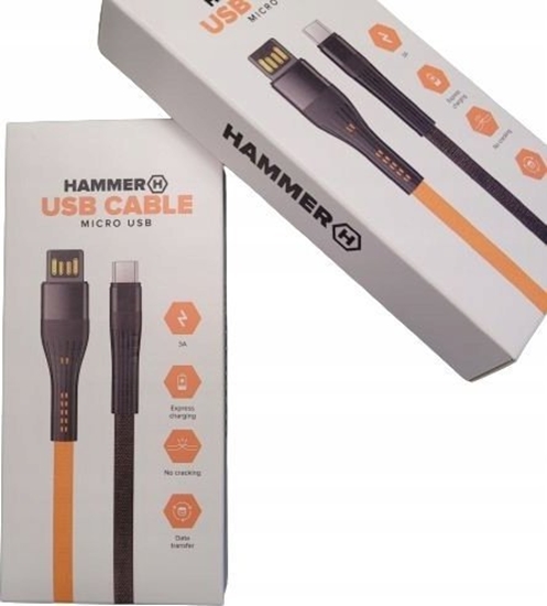 Picture of Kabel USB Hammer USB-A - microUSB 1.2 m Pomaraczowy (MICRO USB CABLE)