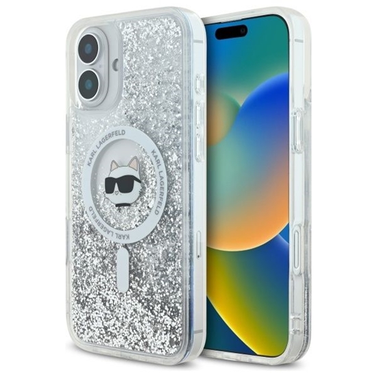Изображение Karl Lagerfeld Karl Lagerfeld Liquid Glitter Choupette Head Magsafe iPhone 16 Case - Clear
