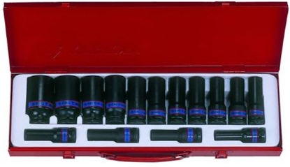 Attēls no King Tony Zestaw nasadek udarowych 6-ktnych 1/2" 10-32mm dugich 15szt. (4415MP03)