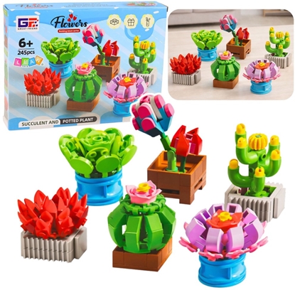 Изображение Klocki Konstrukcyjne Kwiaty Rolinki w Doniczkach 6 Sztuk 245 el.