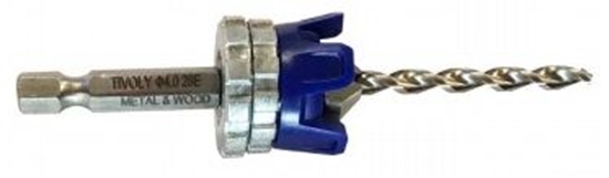 Picture of Metal and wood drill & countersink bit with depth stop Ø4mm, HEX shank