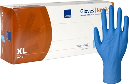 Picture of Long examination glove, ABENA Excellent, XL, blue, nitrile, powder-free - (100 pcs.)