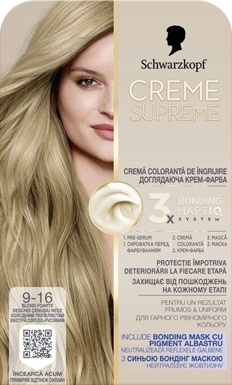 Изображение LOreal Paris SCHWARZKOPF Creme Supreme Farba do wosów odcie 9-16 Chodny popielaty jasny blond