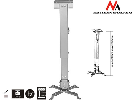 Picture of Maclean Mount ceiling for the projector MC-581 (430 mm - 656 mm; 20 kg; silver color)
