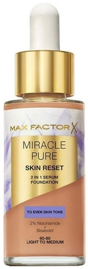 Picture of Max Factor Miracle Pure Skin Reset 2in1 Serum Foundation 60-80 Light to Medium Makeup Base 30 ml
