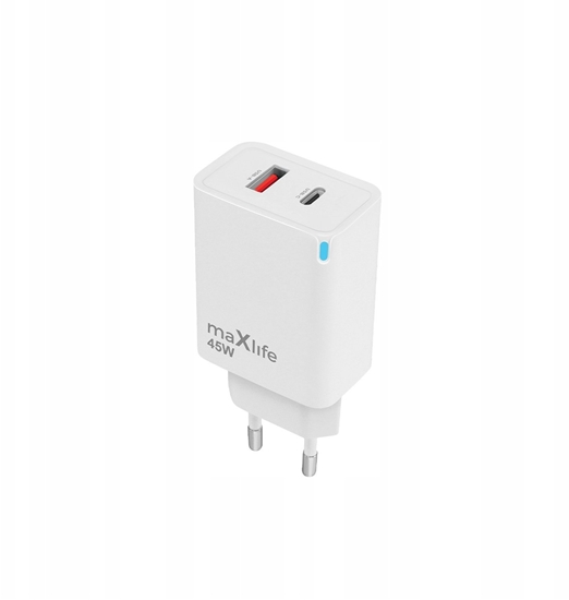 Picture of Maxlife adowarka sieciowa GaN PD QC MXTC-09-45AC 1x USB-C 1x USB 45W biaa