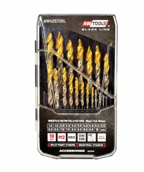 Изображение Metāla urbju komplekts AWTools AW42572BL; 1,5-10 mm; 19 gab.
