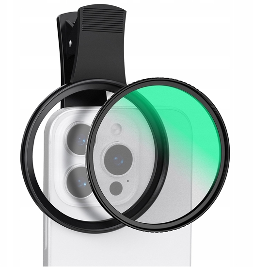 Picture of Obiektyw Soczewka Filtr 2w1 Black Diffusion 1/4 + Cpl Na Telefon 67mm Klips / Kf01.2900v2