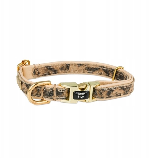 Picture of Obroa dla psa, Wild Cheetah, beowa, skórzana mosidz, M 16mm/30-50cm