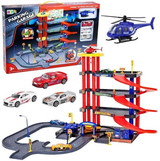 Изображение Parking Wielopoziomowy 4 Poziomy Z Wind Helikopter Autka 70 el. LEAN Toys
