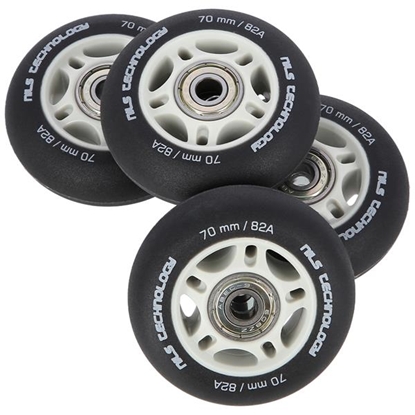 Picture of PU 70x24 82A BLACK MAT (4 szt.) + ABEC-9  (8 szt.) SET NILS EXTREME