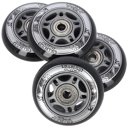 Picture of PU 72x24 82A BLACK N (4 szt.) + ABEC-9  (8 szt.) SET NILS EXTREME