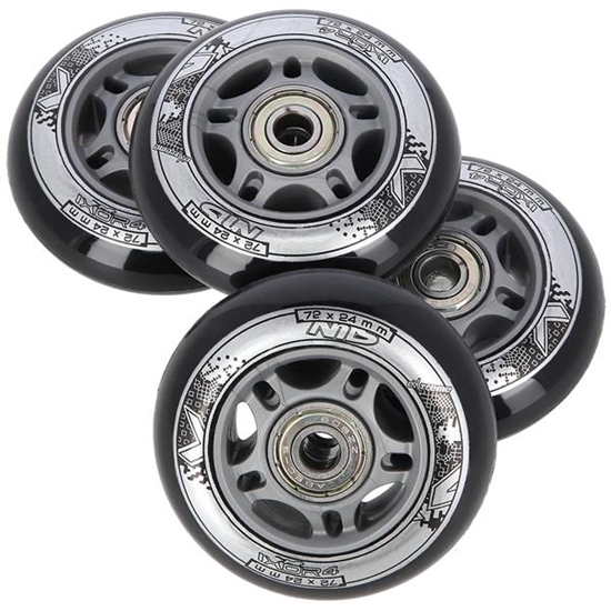 Изображение PU 72x24 82A BLACK N (4 szt.) + ABEC-9  (8 szt.) SET NILS EXTREME