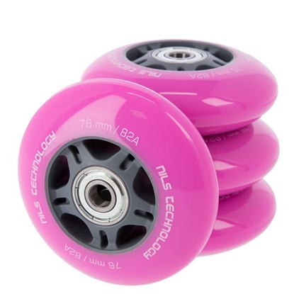 Picture of PU 76x24 82A PINK (4 pcs) + ABEC-7 (8 pcs) SET NILS EXTREME