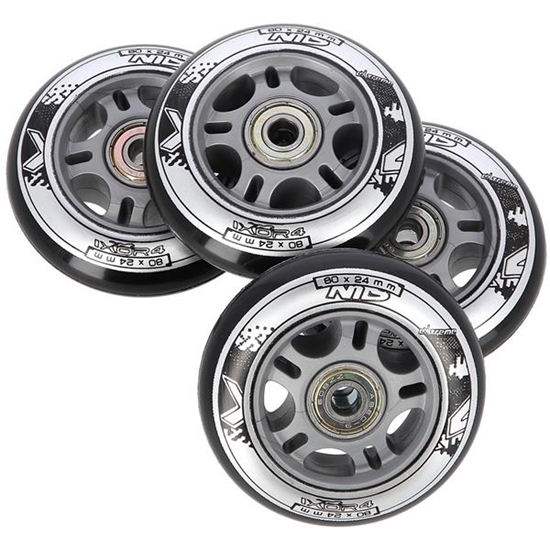 Изображение PU 80x24 82A BLACK N (4 szt.) + ABEC-9  (8 szt.) SET NILS EXTREME