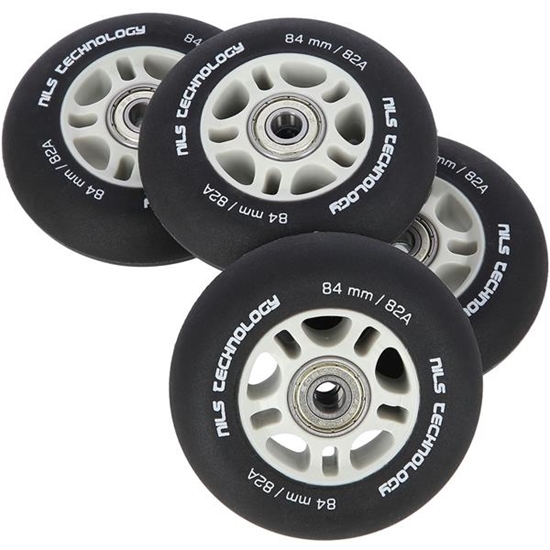 Picture of PU 84x24 82A BLACK MAT (4 szt.) + ABEC-9  (8 szt.) SET NILS EXTREME