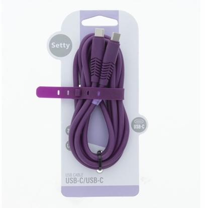 Attēls no Setty kabel USB-C - USB-C 1,5m 2,1A KSC-C-1.5219 fioletowy