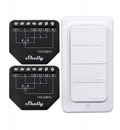 Attēls no Shelly Set of 2 Blind/curtain WiFi controllers Shutter + BLU RC Button 4