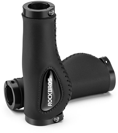 Picture of Skórzane gripy uchwyty rowerowe na kierownic r. 22mm - czarne Skórzane gripy uchwyty rowerowe na kierownic r. 22mm - czarne