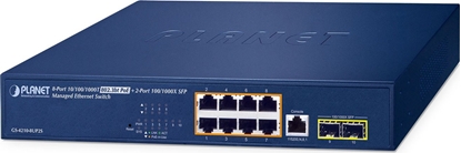 Picture of Switch Planet PLANET IPv6/IPv4, 8-Port Zarzdzany L2/L4 Gigabit Ethernet (10/100/1000) Obsuga PoE 1U Niebieski
