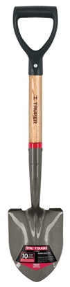 Изображение Truper small round point shovel with wooden shaft D-grip handle, 72cm