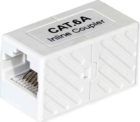 Picture of Value RJ-45 Mini Inline Coupler, Cat.6A (Class EA), unshielded, white