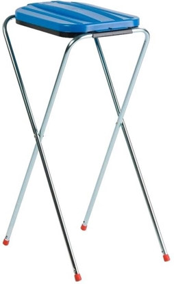 Attēls no Waste rack, V-Part, steel, plastic/steel, 100 l, with blue lid and bag holder
