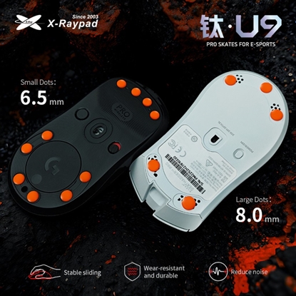 Attēls no X-Raypad X-raypad Titanium U9 Ultra Skates Universal Dots Orange 40 vnt. (8 x 0.95 mm) (Pomaraczowe) Pakaitiniai Mouse Feet