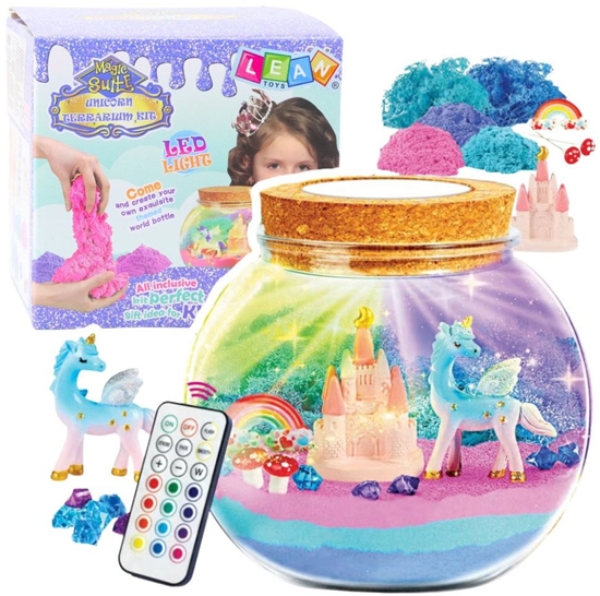 Picture of Zestaw Kreatywny DIY Terrarium z Biaym Jednorocem Lampka LED Pilot LEAN Toys