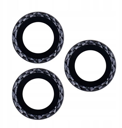 Изображение Zestaw szkie na aparat do iPhone 14 Plus 6,7" black rhombus (2 sztuki)