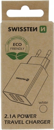 Изображение adowarka Swissten Travel charger smart IC 2x USB 2,1A power white