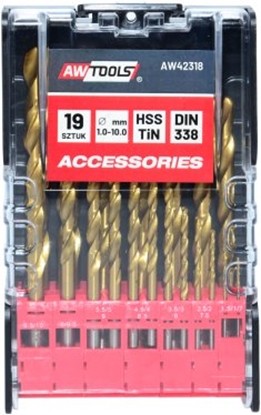Picture of AWTOOLS WIERTO METAL TYTAN KPL .19szt/1-10,0mm/OP.PLAST.