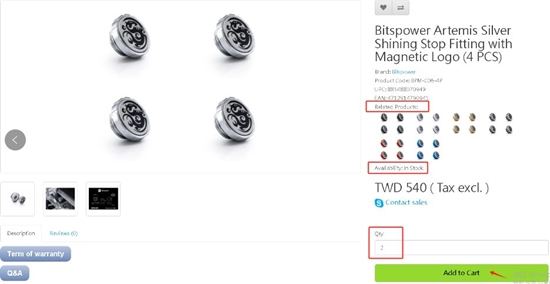 Изображение BitsPower Bitspower Artemis Zatyczki G1/4 cal 4er Pack srebrny byszczcy