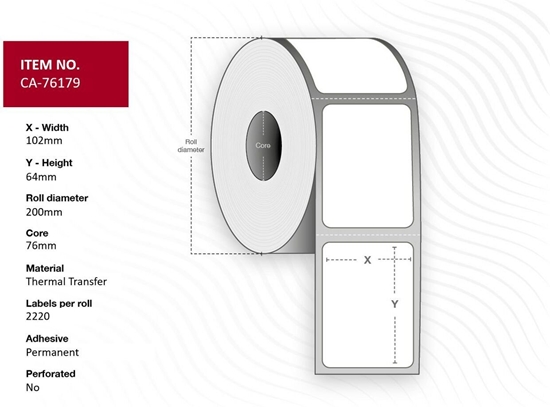 Picture of Label 102 x 64mm, Core 76mm,