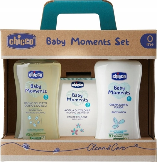Picture of CHICCO_SET Baby Moments pyn do kpieli 200ml + balsam 200ml + woda toaletowa 100ml