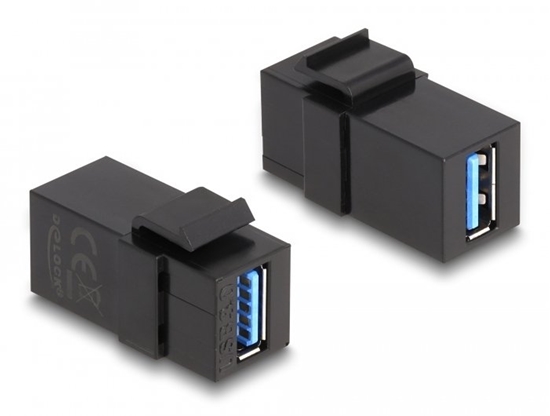 Picture of Delock Keystone Module USB 5 Gbps A female to USB 5 Gbps A female black (1:1)